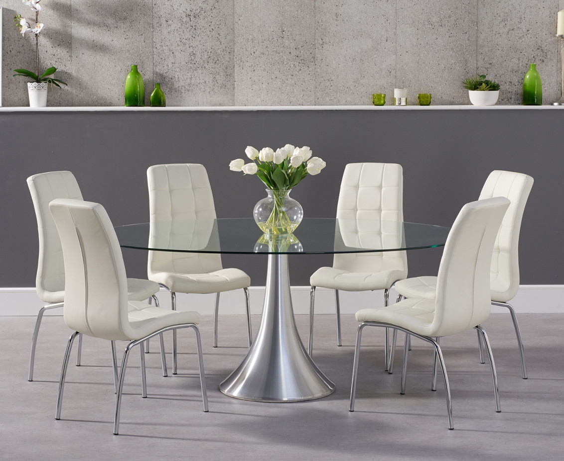 Petra 180cm Oval Glass Dining Table With Calgary Chairs with regard to size 1132 X 927