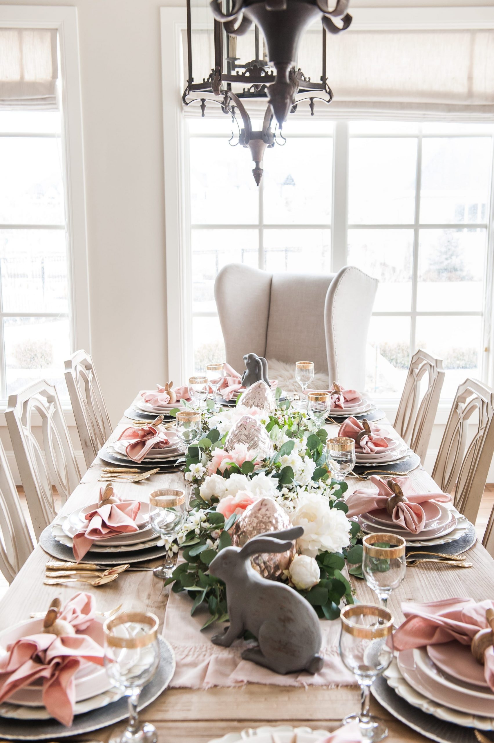 Pink And Gray Easter Tablescape Brunch Table Setting pertaining to measurements 2794 X 4199