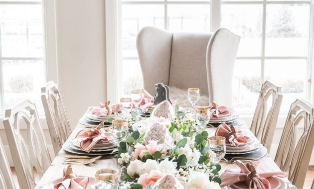 Pink And Gray Easter Tablescape Brunch Table Setting with regard to measurements 736 X 1106