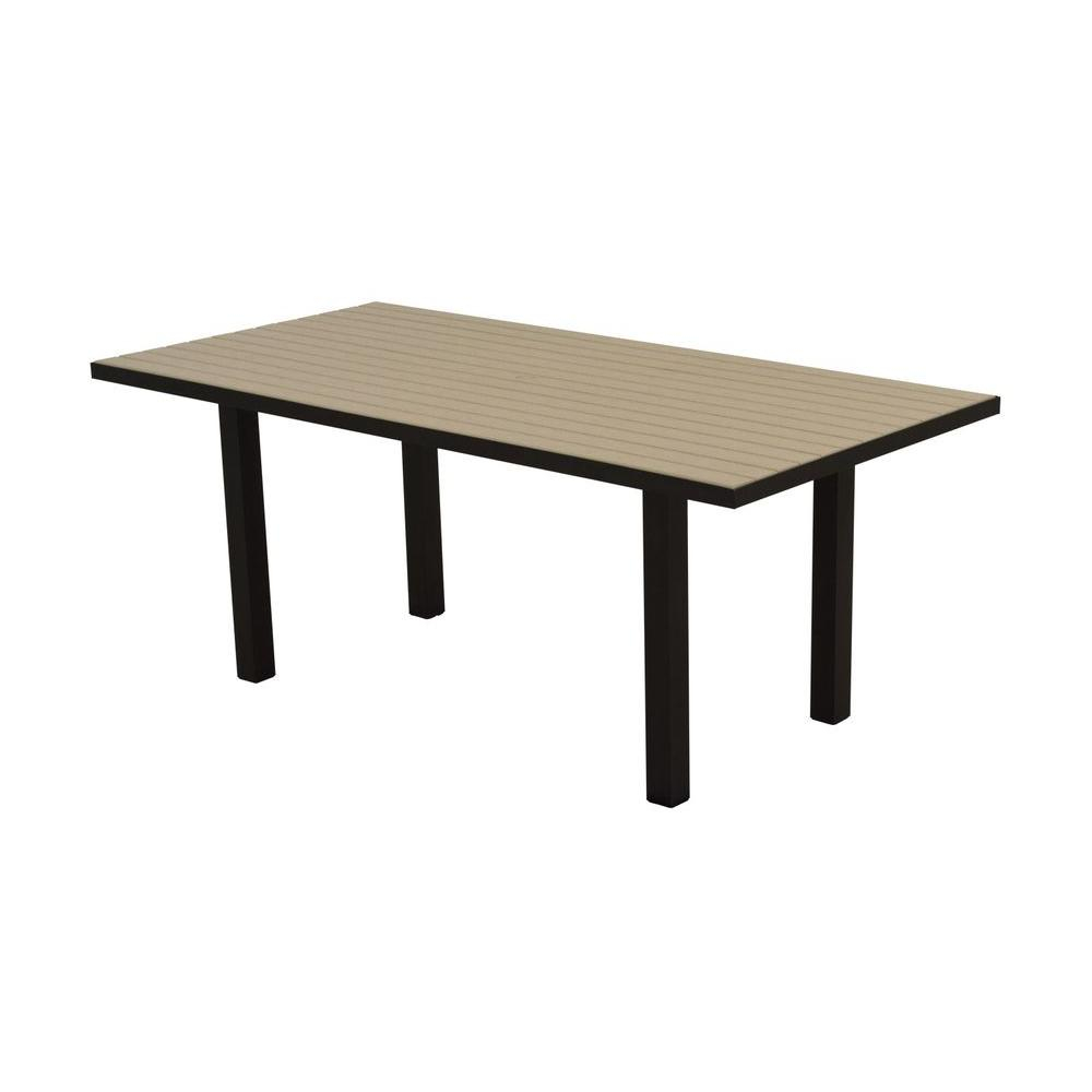 Polywood Euro Textured Black 36 In X 72 In Plastic Outdoor Patio Dining Table With Sand Top with regard to dimensions 1000 X 1000