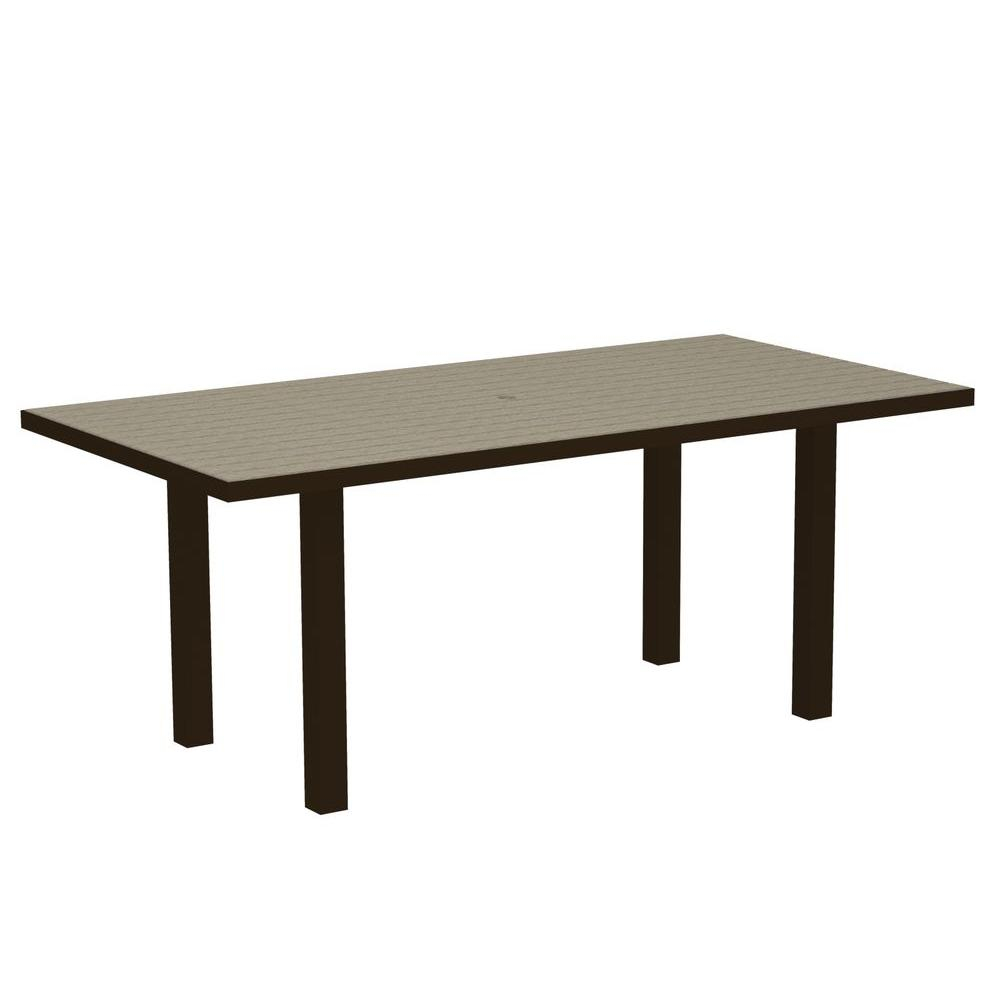 Polywood Euro Textured Bronze 36 In X 72 In Patio Dining Table With Sand Top throughout sizing 1000 X 1000