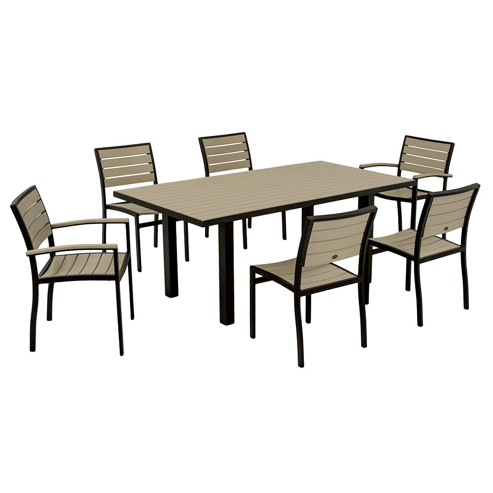 Polywood Pws117 1 12sa Sand Euro 36 X 72 Rectangular Dining Height Table With Textured Black Frame And 6 Chairs throughout dimensions 1000 X 1000