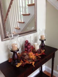 Pretty Console Table With Fall Decor Autumn Decorating intended for proportions 2448 X 3264