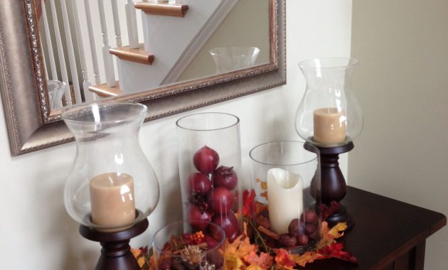 Pretty Console Table With Fall Decor Autumn Decorating intended for proportions 2448 X 3264