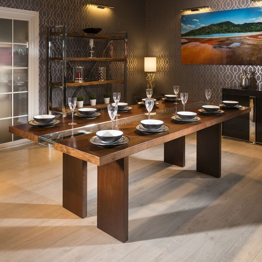 Quatropi Luxury Large 12 Seater 240cm Luxury Dining Table Walnut Glass throughout proportions 900 X 900