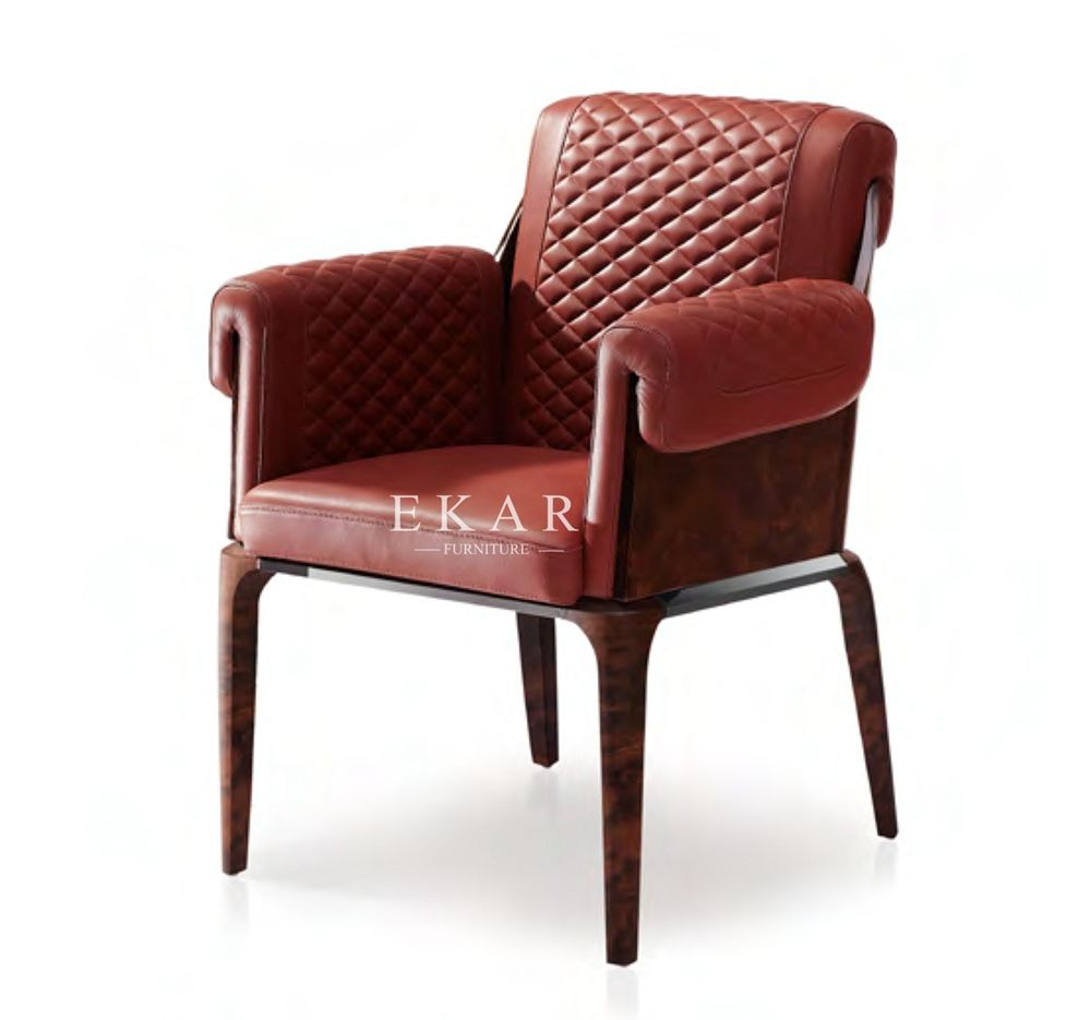 Red Leather Armchair Upholstered Dining Room Chair With Arm throughout sizing 1000 X 935