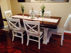 Refinished Dining Room Table Dark Stained Top And Painted for proportions 2048 X 1536