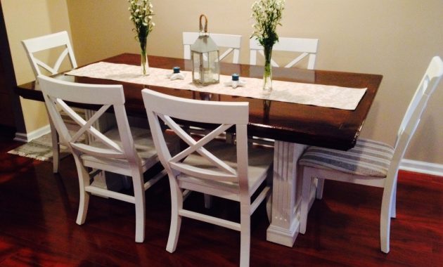 Refinished Dining Room Table Dark Stained Top And Painted for proportions 2048 X 1536