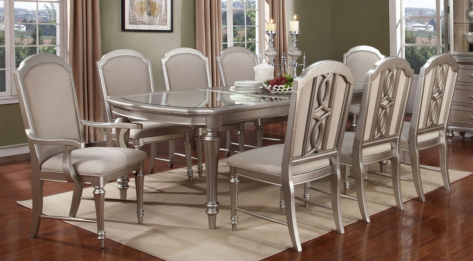 Regency Park Rectangular Dining Room Set Platinum for dimensions 1627 X 900