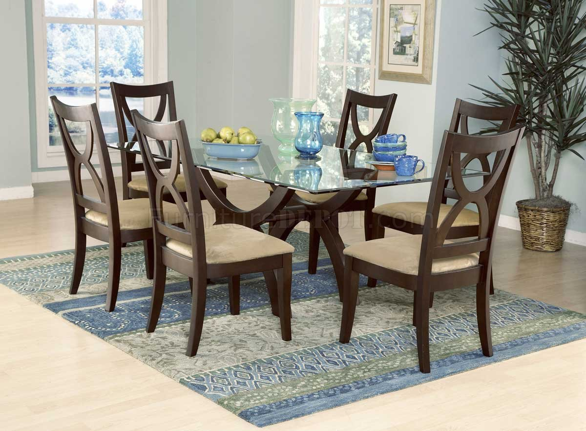 Rich Espresso Finish Glass Top Modern Dining Table Woptions in size 1200 X 883