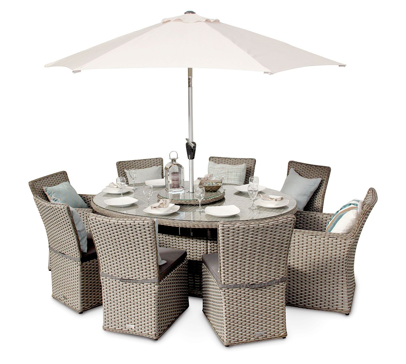 Richmond 8 Seater Rattan Oval Garden Dining Table Set within dimensions 1700 X 1524