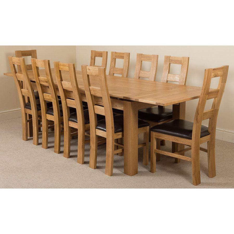 Richmond Large Oak Extending Dining Table With 10 Yale Oak Dining Chairs regarding dimensions 900 X 900