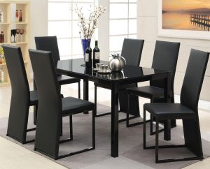 Riggan Black Leg Table With Black Vinyl Chairs Set intended for sizing 1501 X 1210