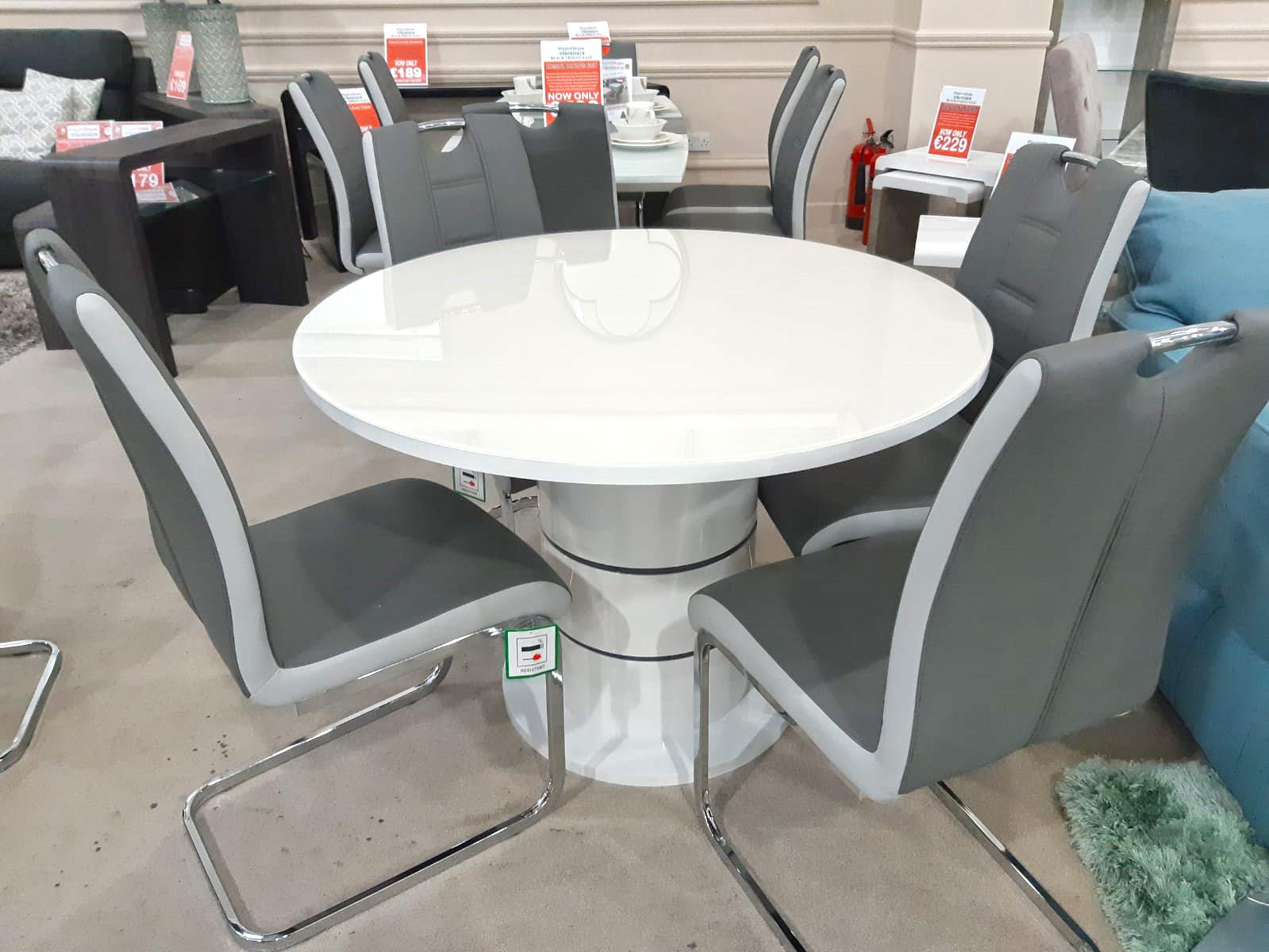 Rimini White Round Dining Set pertaining to size 1599 X 1200