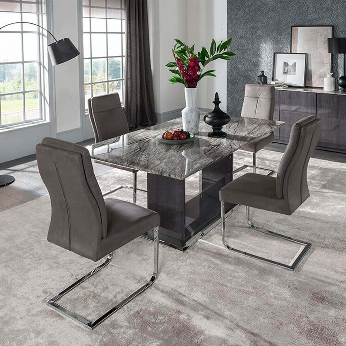 Rina Marble Dining Table Set With Chairs inside dimensions 1200 X 1200