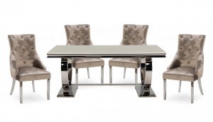 Romance Cream 18m Dining Table With 4 Chairs inside proportions 1500 X 859