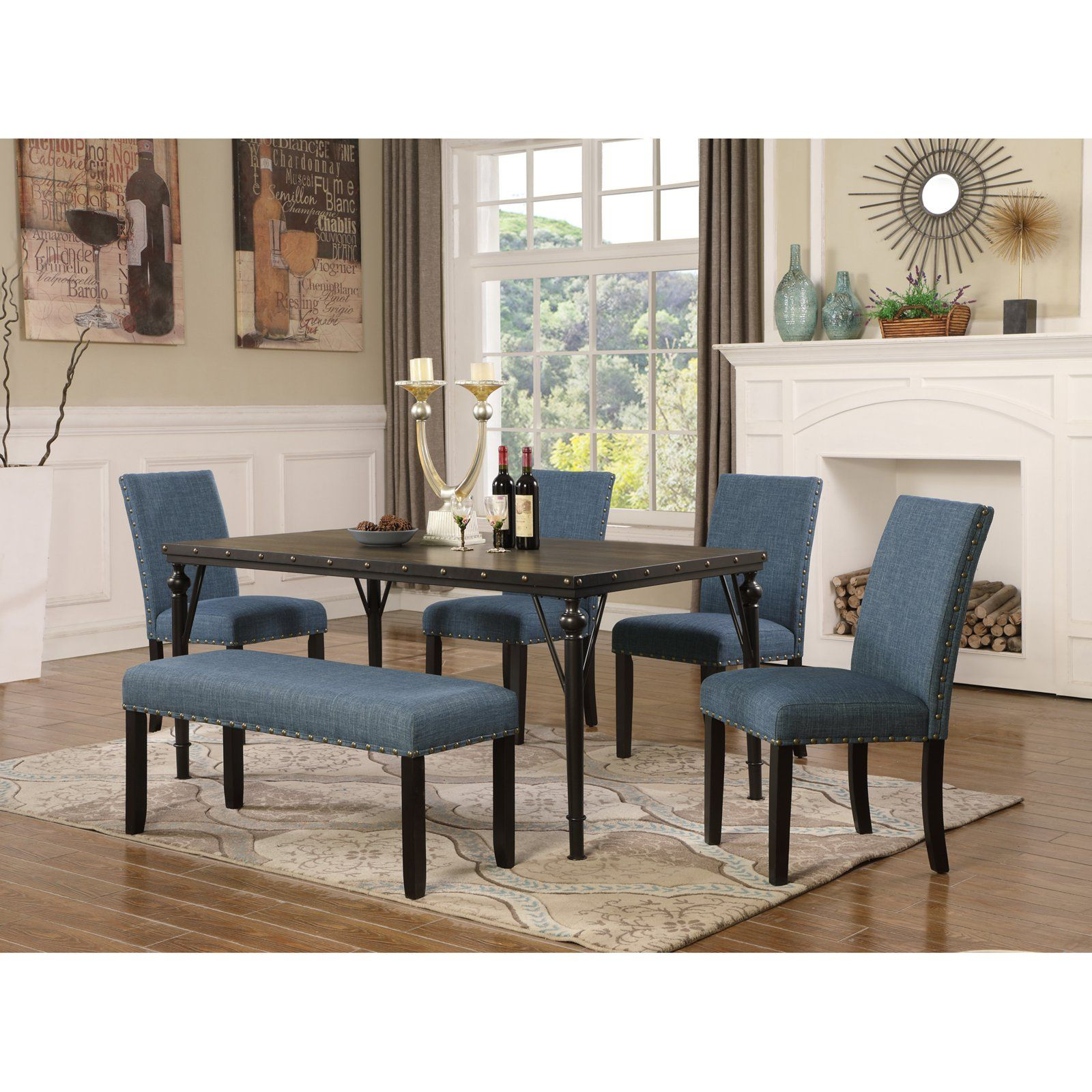 Roundhill Furniture Biony 6 Piece Wooden Dining Table Set with regard to size 1600 X 1600