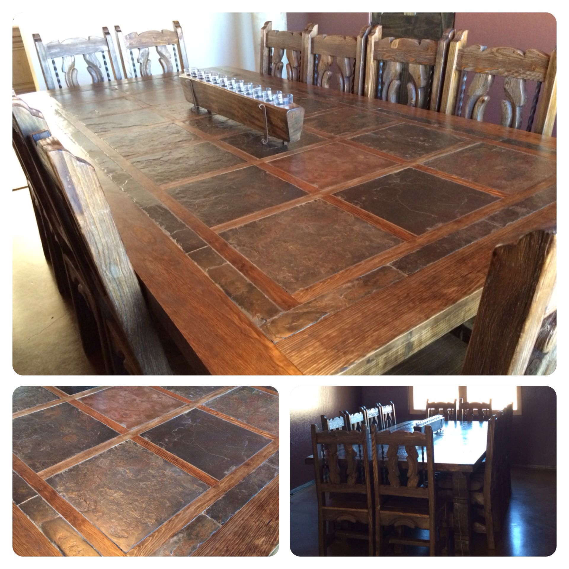 Rustic Custom Dining Room Table Seats 12 Slate Top Table pertaining to measurements 1920 X 1920