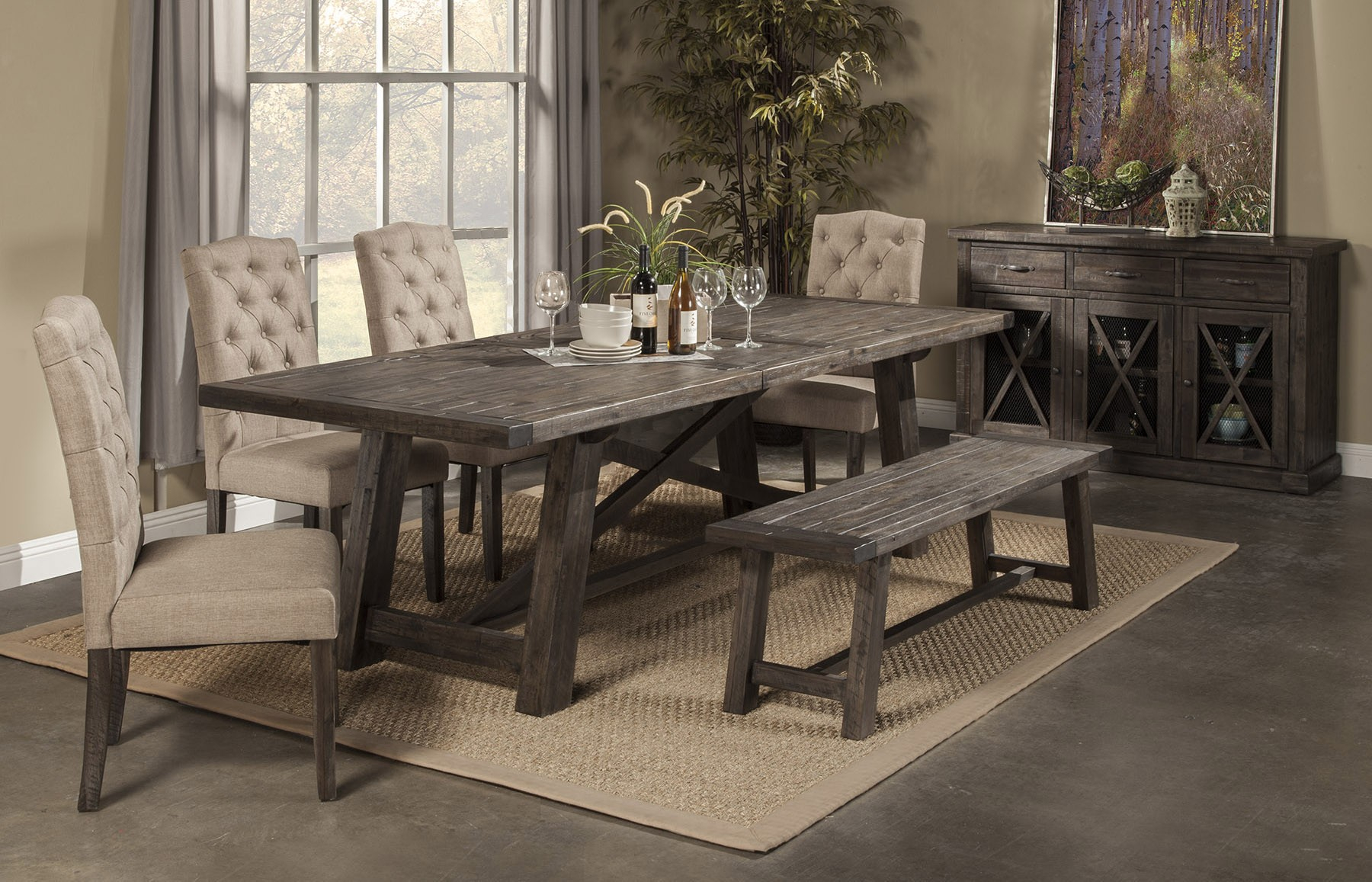 Rustic Dining Table 4 Chairs 1 Rustic Bench Pierre 6 pertaining to measurements 1800 X 1157