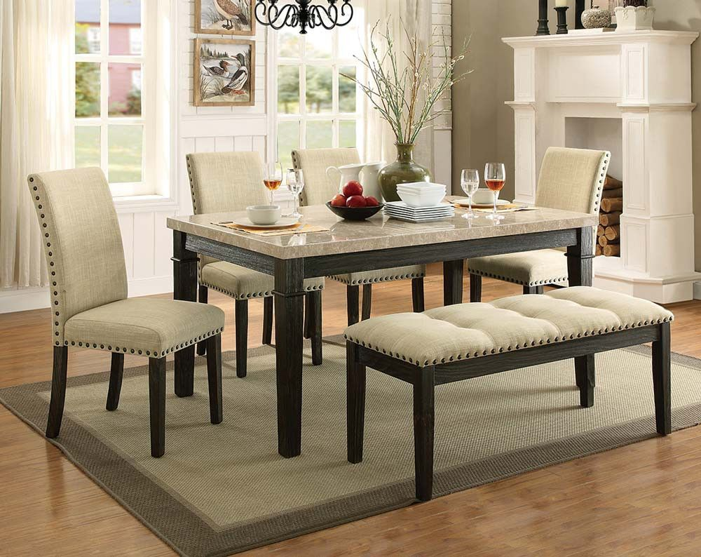 Rustic Formal Dining Room Set Greystone Marble 5 Piece with proportions 1000 X 794