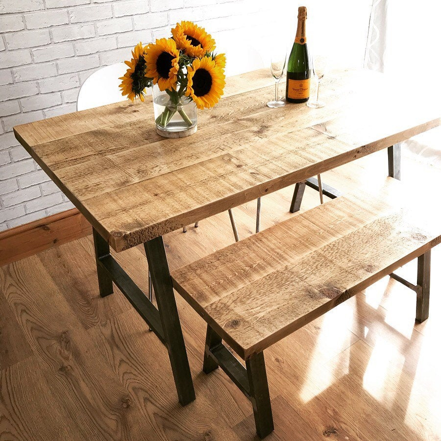 Rustic Industrial Dining Table With Steel Legs inside proportions 900 X 900