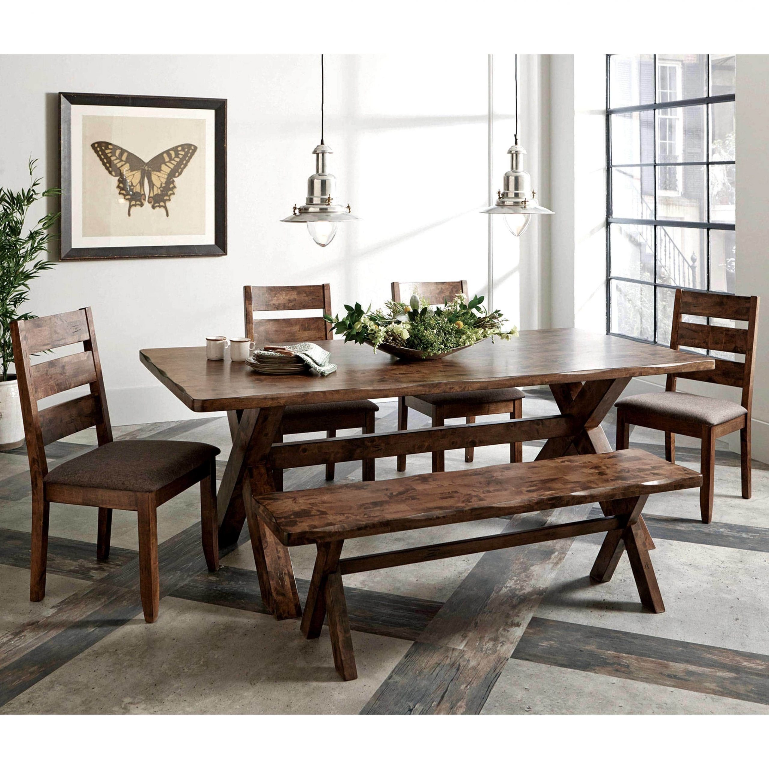 Rustic Knotty Burl Designed Country Style Dining Set 1 throughout size 3438 X 3438