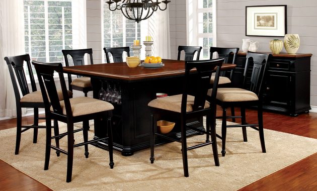 Sabrina Country Style 9pc Cherry Black Finish Counter Height Dining Table Set for measurements 1600 X 1067