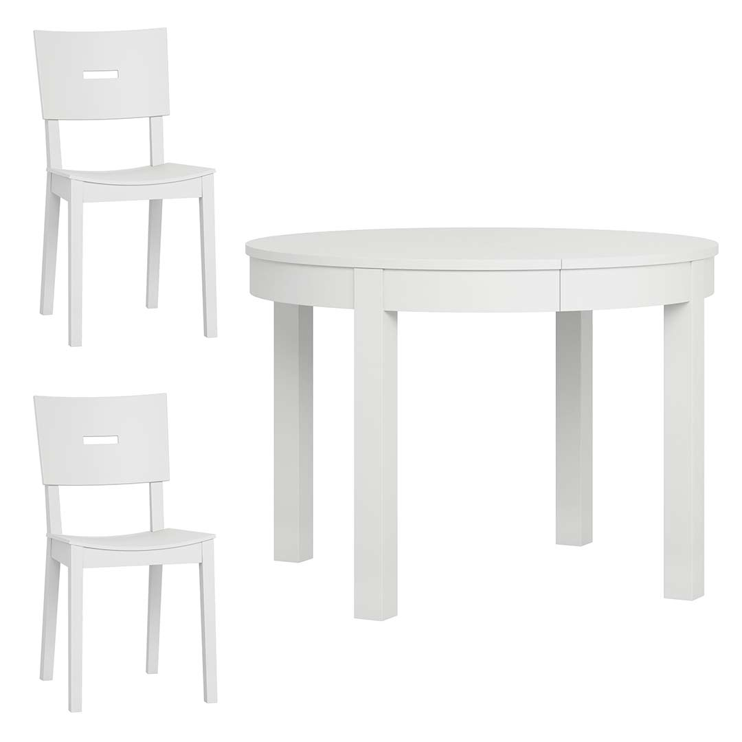 Simple Round Extendable Table Set Of 2 Simple Chairs White inside sizing 1080 X 1080