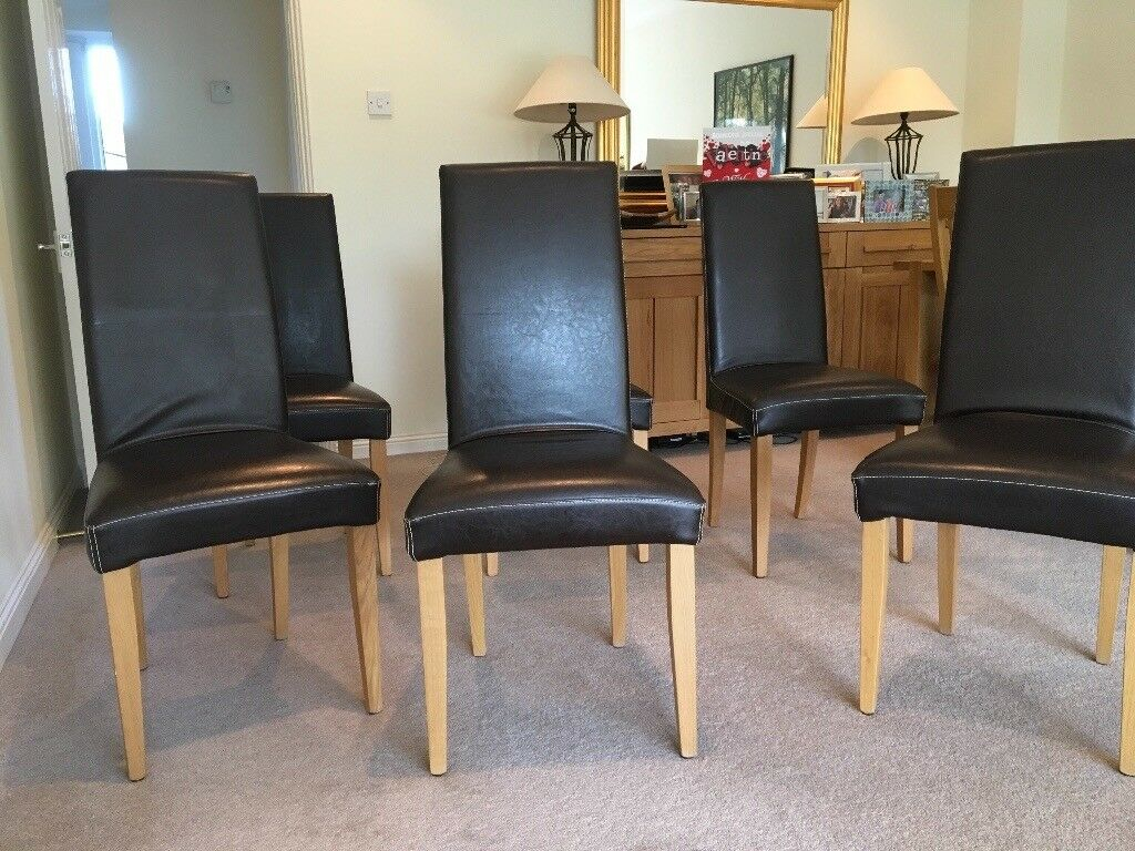Six M And S Dining Room Chairs In Oak And Leather In East Molesey Surrey Gumtree in proportions 1024 X 768