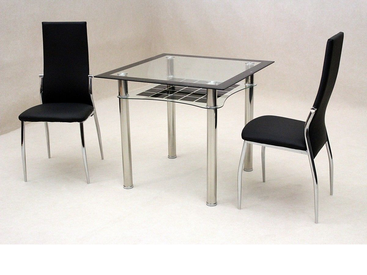 Small Square Clear Black Glass Dining Table And 2 Chairs Set pertaining to measurements 1200 X 900