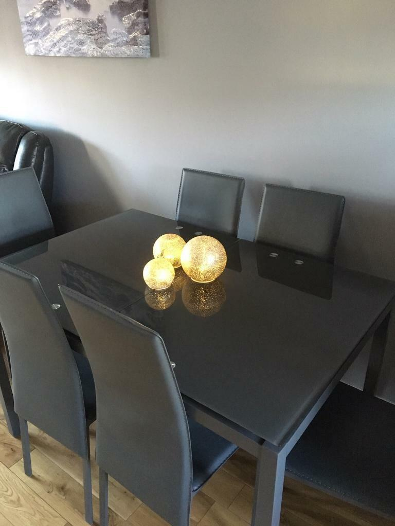 Sold Must Go Monday 4th February Hygena Lido Grey Glass Extendable Dining Table With 6 Chairs In Larkhall South Lanarkshire Gumtree within size 768 X 1024