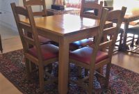 Solid 4 Seater Oak Dining Room Suite With 4 Matching Chairs Chairs Have Drop In Seats And Are High Backedrecently Reupholstered Excellent in size 1536 X 1228