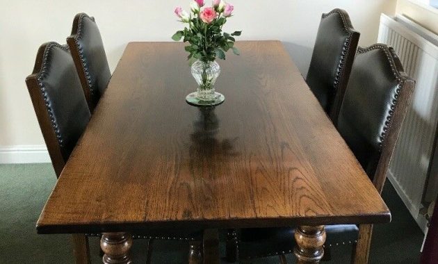 Solid Oak Dining Oak Dining Table And 4 Oak And Leather Chairs In Melbourne Dershire Gumtree with regard to measurements 768 X 1024