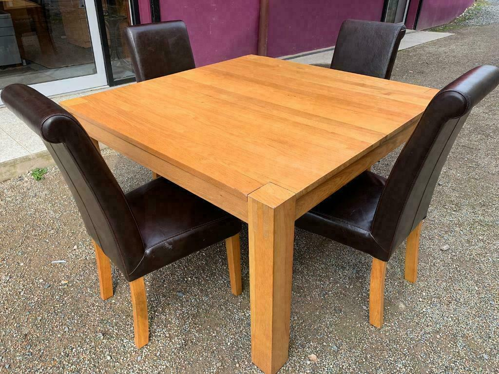 Solid Oak Kitchen Table With 4 Black Leather Chairs In Cookstown County Tyrone Gumtree for dimensions 1024 X 768