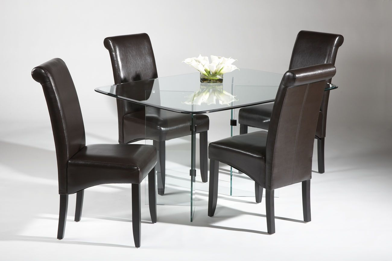 Sophisticated All Clear Glass Table Leather Dining Room intended for measurements 1300 X 867