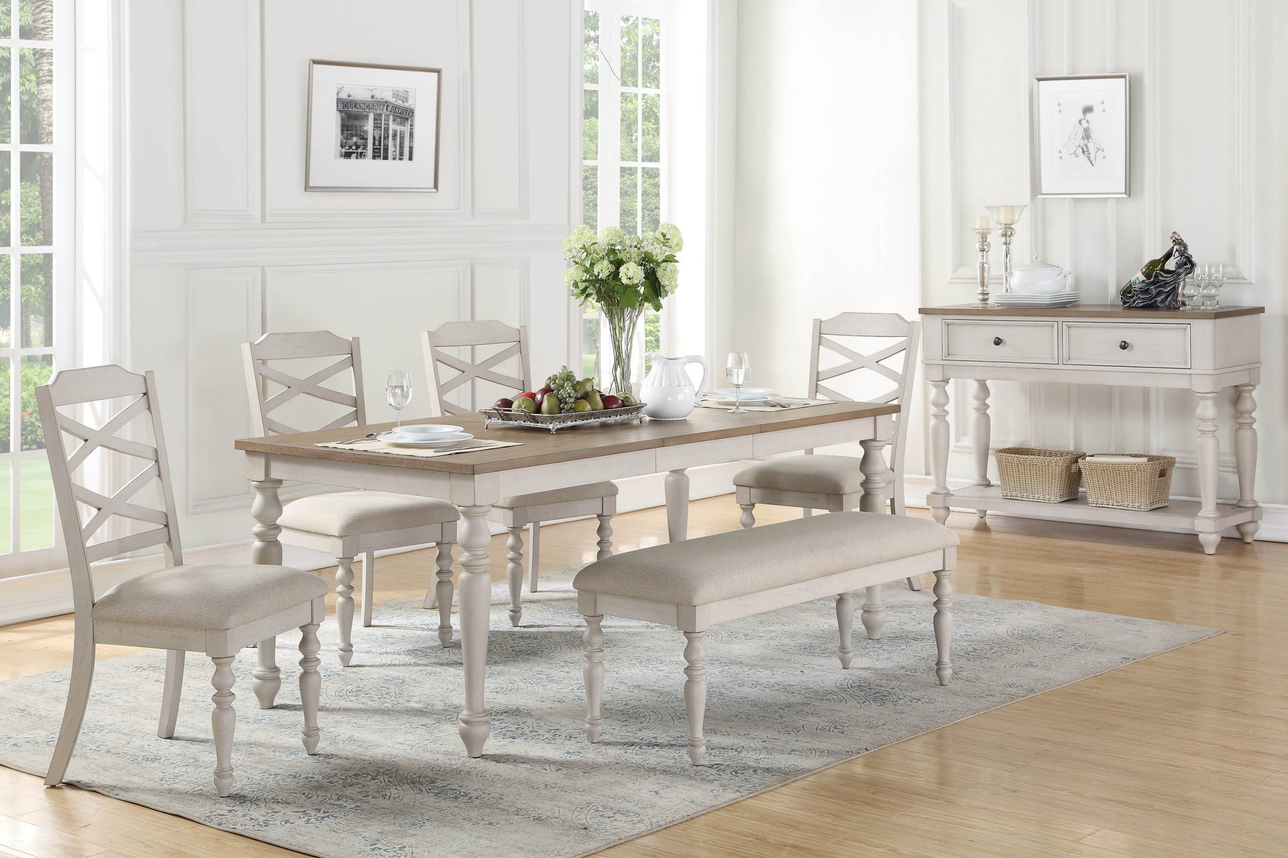 Standard Furniture Larson Light White 6pc Dining Room Set with proportions 3500 X 2333