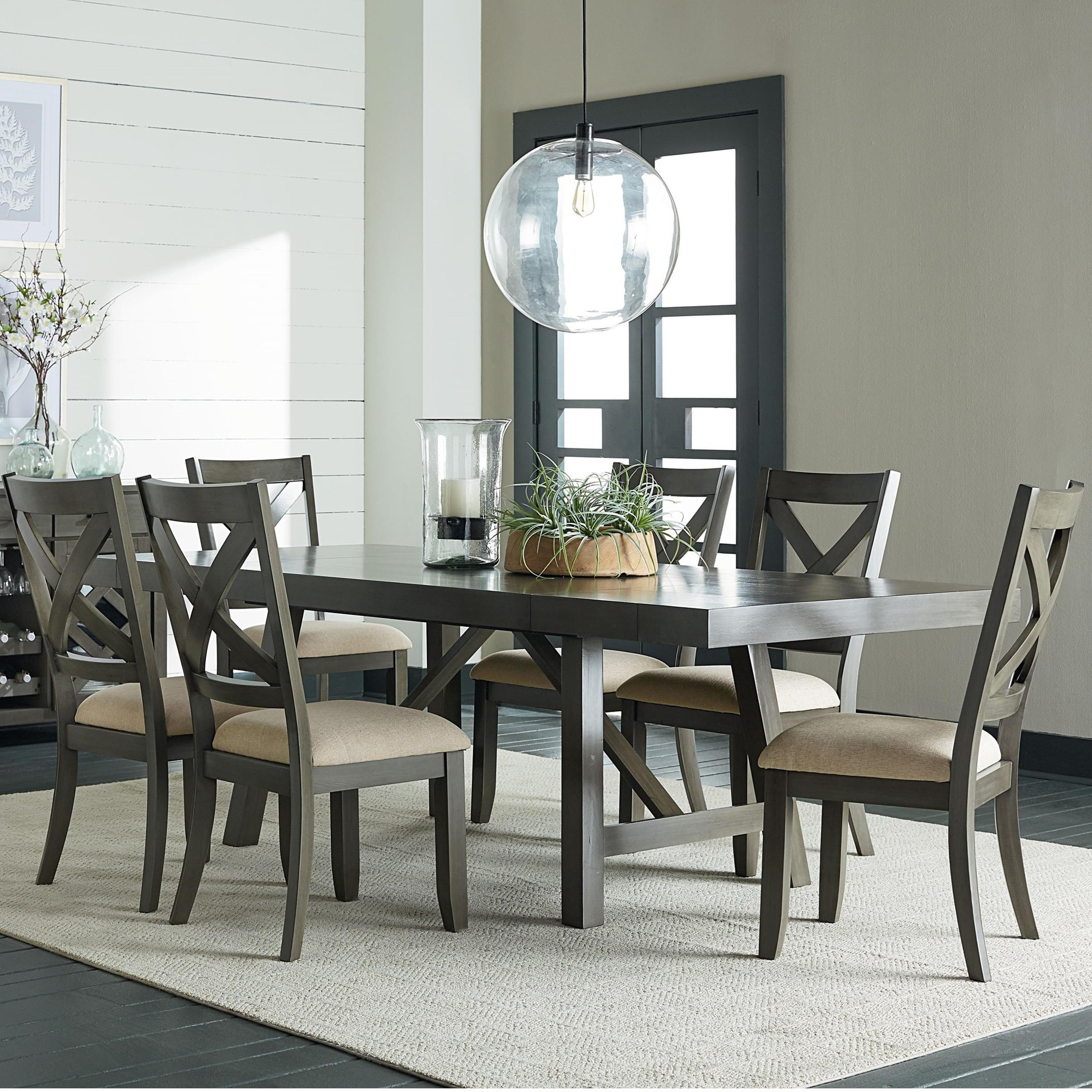 Standard Furniture Omaha Grey 7 Piece Trestle Table Dining with proportions 2409 X 2409