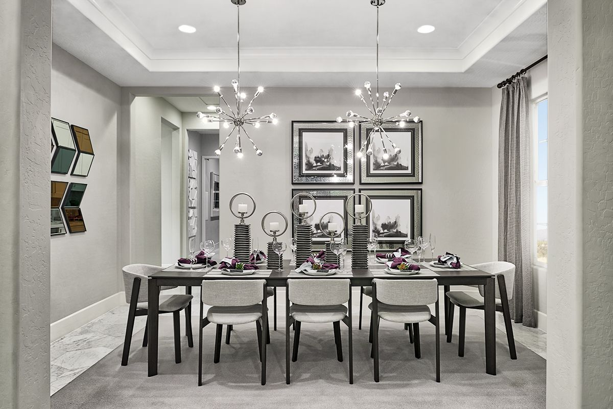 Statement Chandeliers Robert Model Home Dining Room Las for size 1200 X 800