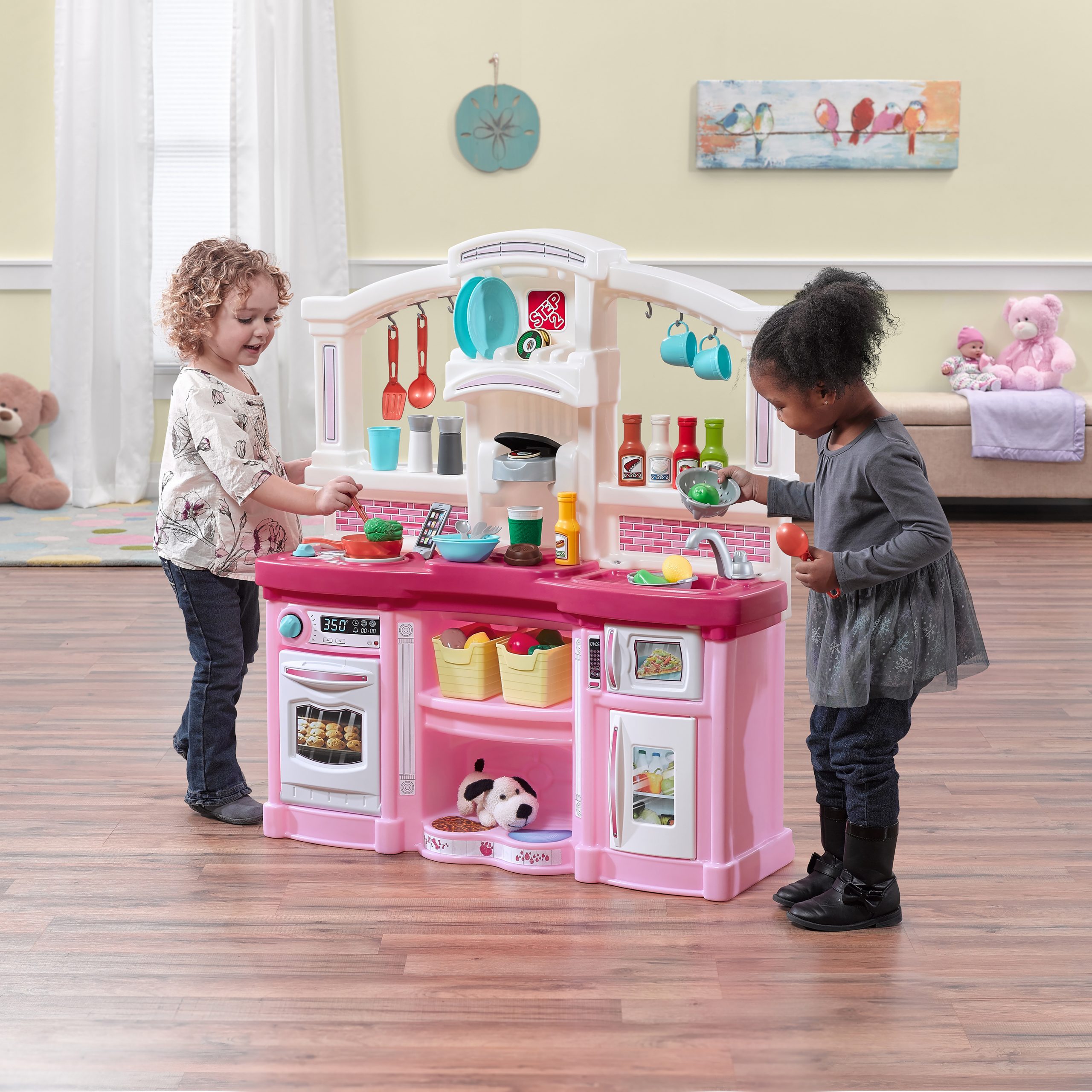 Step2 Fun With Friends Play Kitchen With 24 Piece Accessory Set Pink Walmart intended for measurements 3500 X 3500
