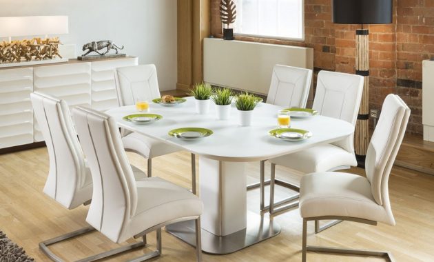 Stunning Dining Set White Glass Square Extending Table 6 Chairs 4110 in proportions 900 X 900