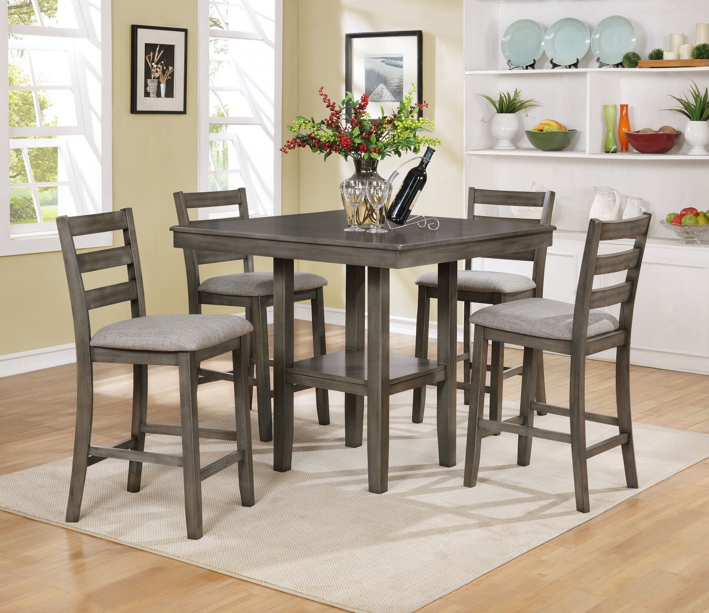Tahoe Grey Pub Counter Height Dining Set throughout measurements 1400 X 1211