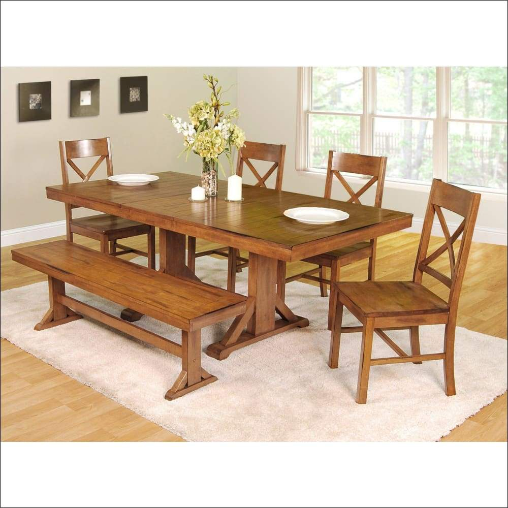 Teak Wood Dining Room Table 4 Chairs 1 Bench Tdt 2001 for sizing 1000 X 1000