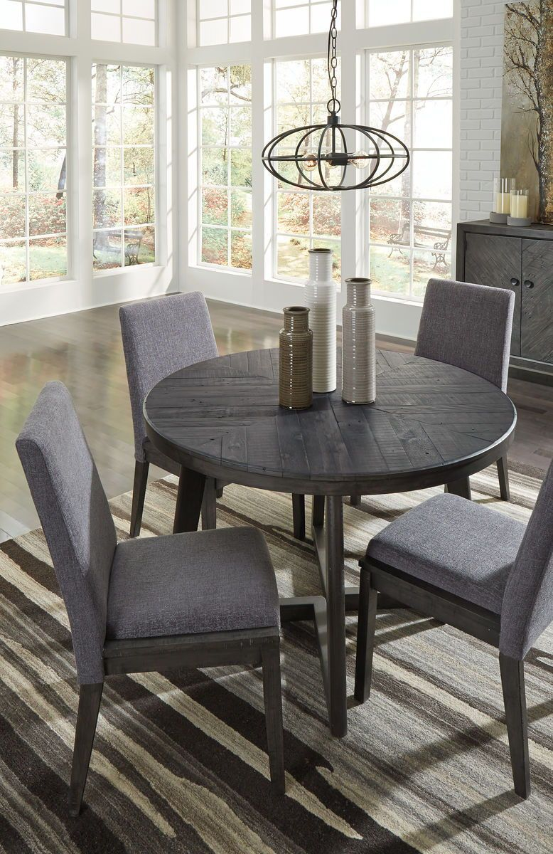 The Besteneer Dark Gray 5 Pc Round Table 4 Upholstered in sizing 778 X 1200