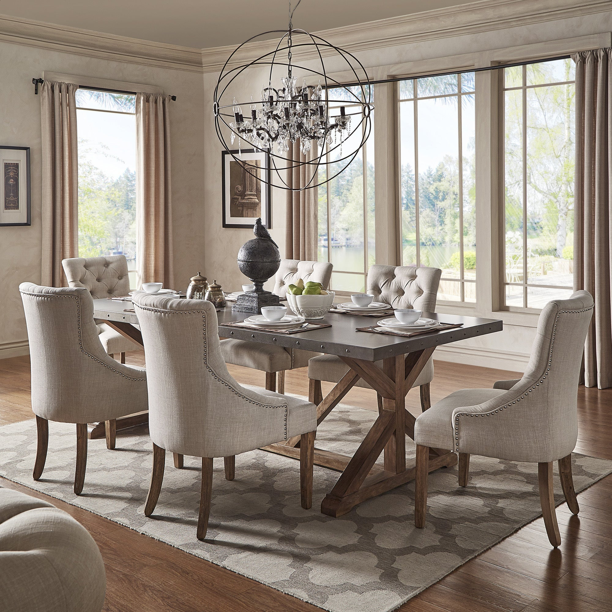 The Gray Barn Woolf Rectangular Stainless Steel Top Dining Set throughout proportions 2000 X 2000