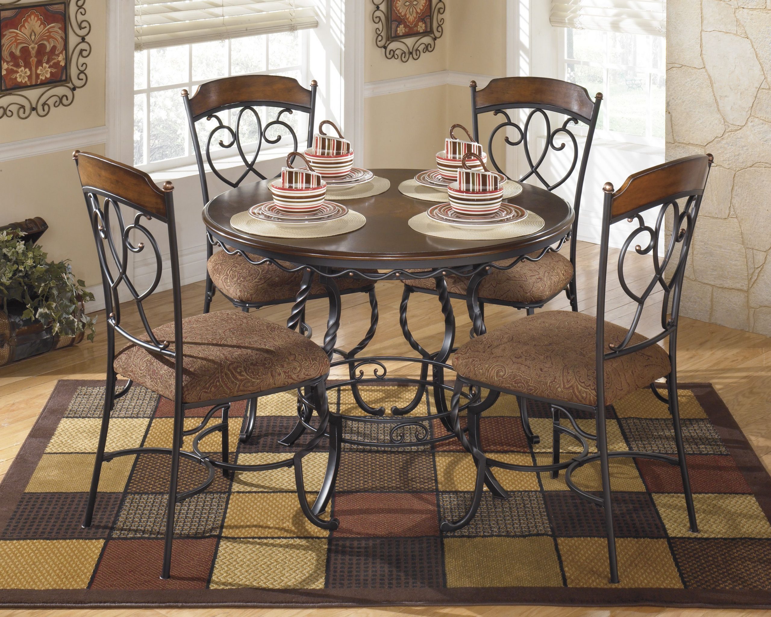 The Nola 42 Round Table 4 Chairs Dining Room Table intended for proportions 3001 X 2400