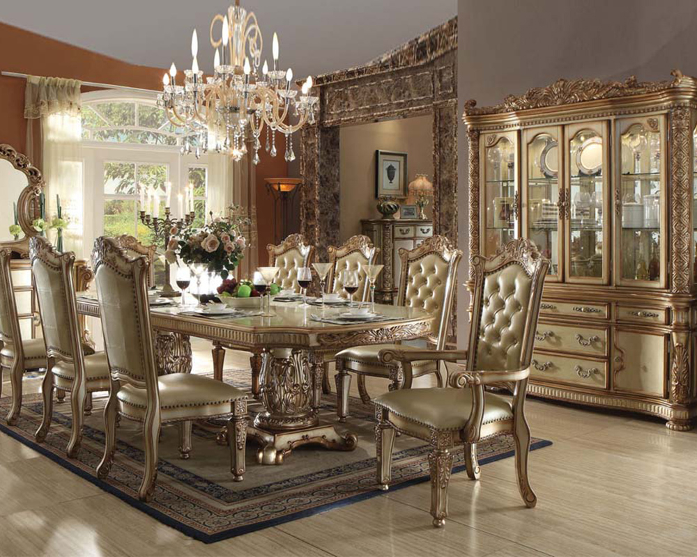 Traditional Dining Set Vendome Gold Acme Furniture Ac63000set inside dimensions 1000 X 800
