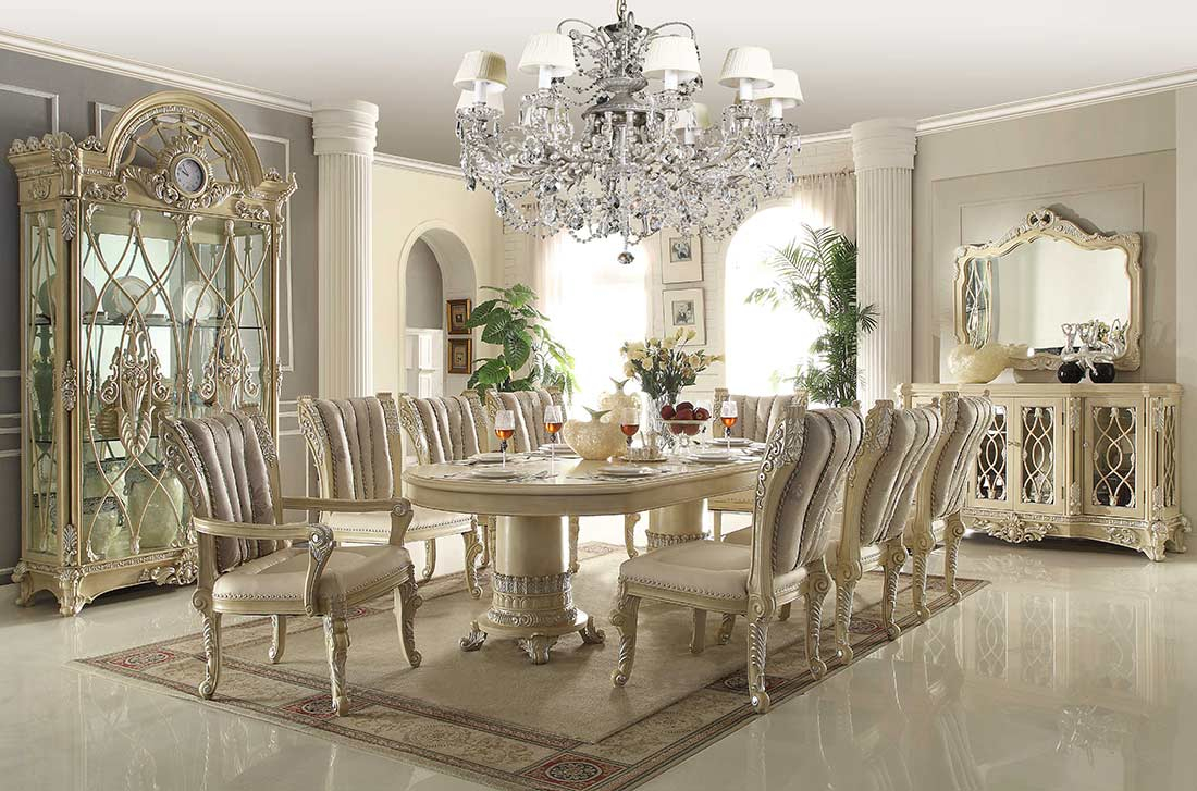Traditional Luxury Dining Table In Beige Hd085 Classic Dining intended for size 1100 X 727