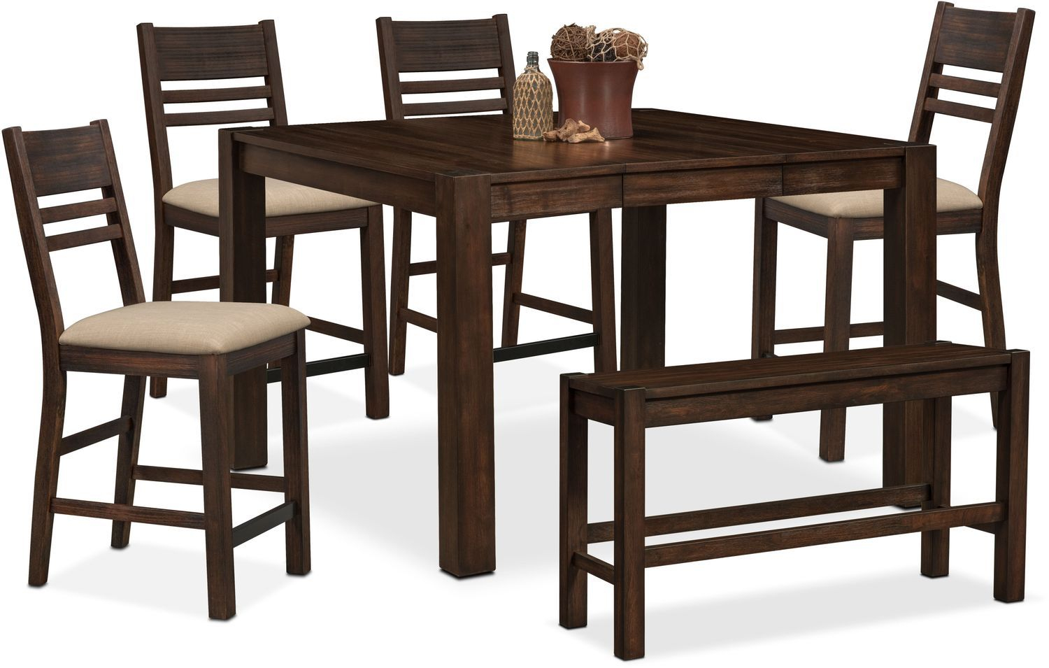 Tribeca Counter Height Table 4 Side Chairs And Bench for sizing 1500 X 955