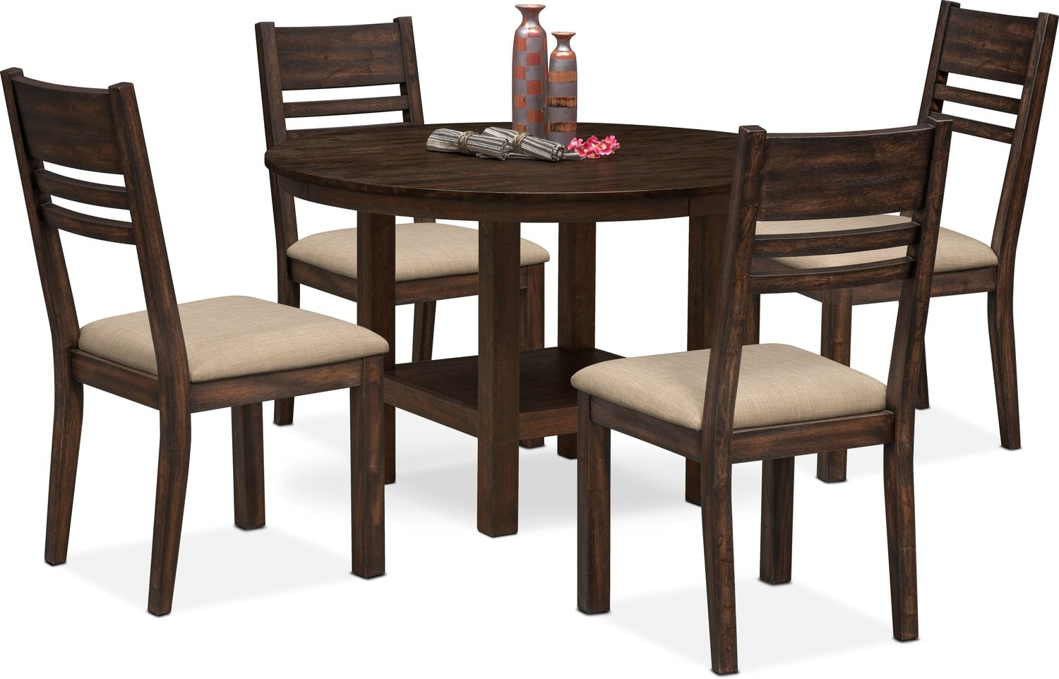 Tribeca Round Dining Table And 4 Side Chairs Tobacco intended for sizing 1500 X 962