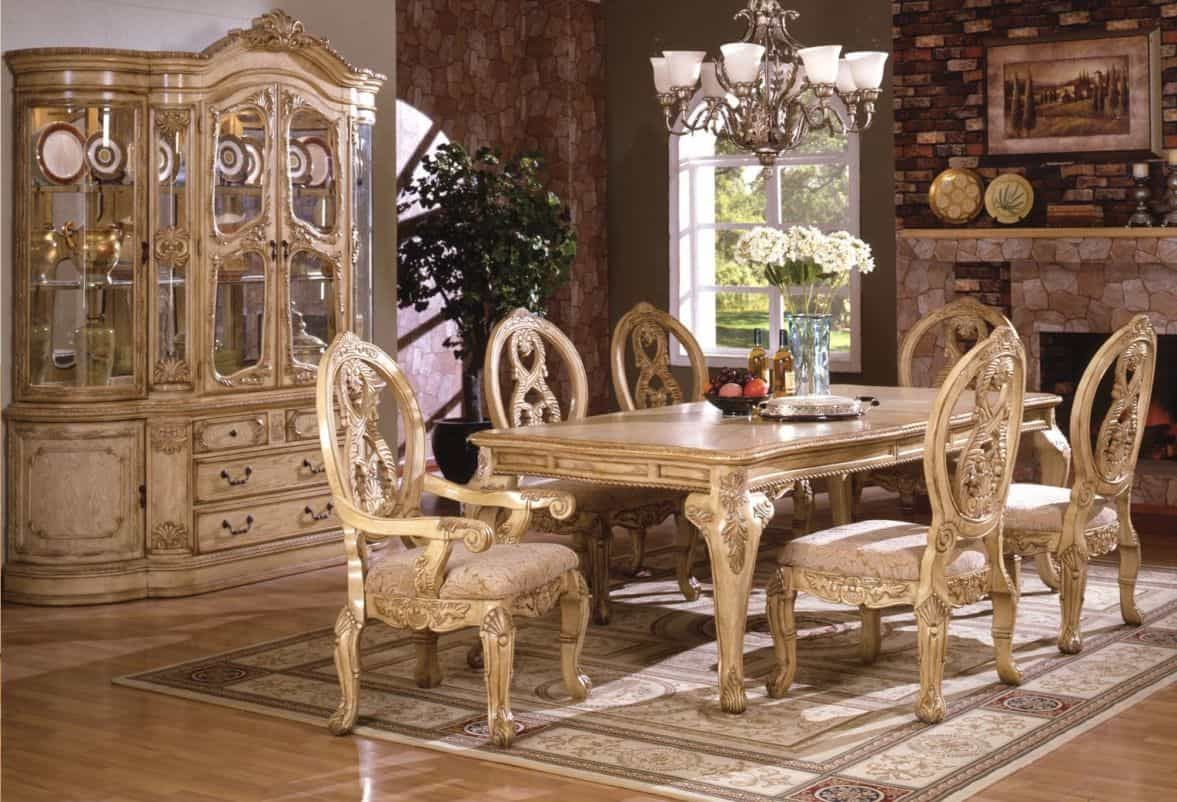 Ultra Luxurious Golden Accents Royal Dining Chairs Table in dimensions 1177 X 802